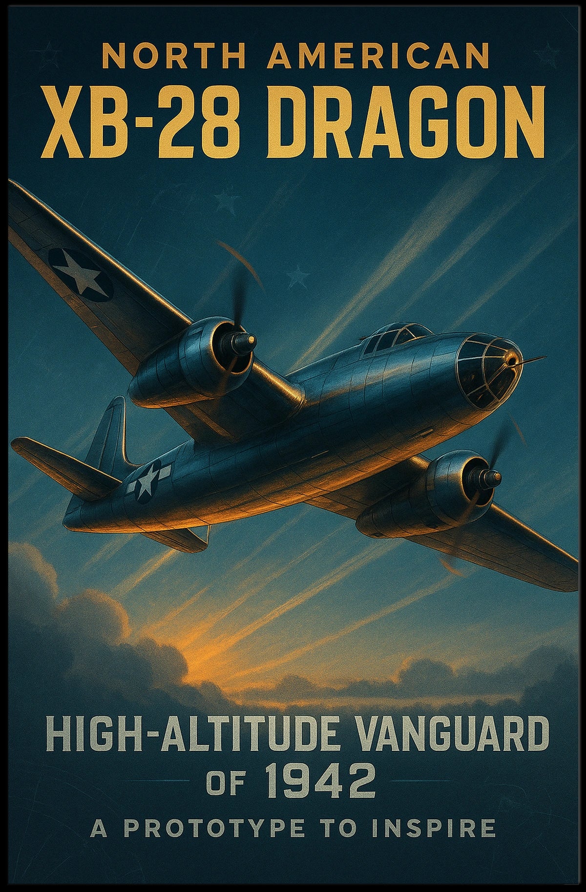 Vintage Aviation Poster: XB-28 Dragon Soaring Skyward