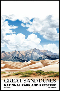 Great Sand Dunes Watercolor Wall Art Poster