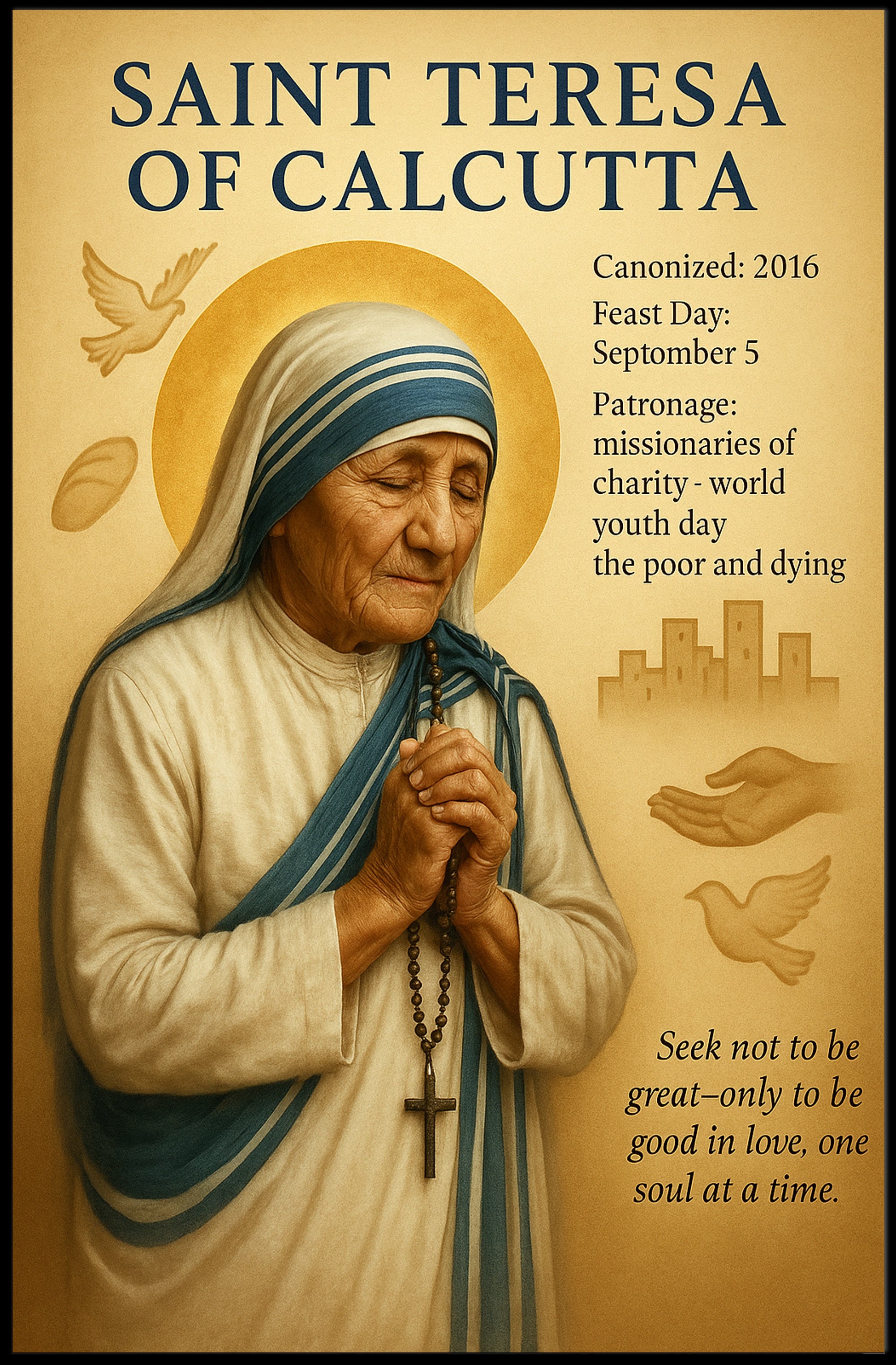 Saint Teresa of Calcutta Photorealistic Heritage Poster