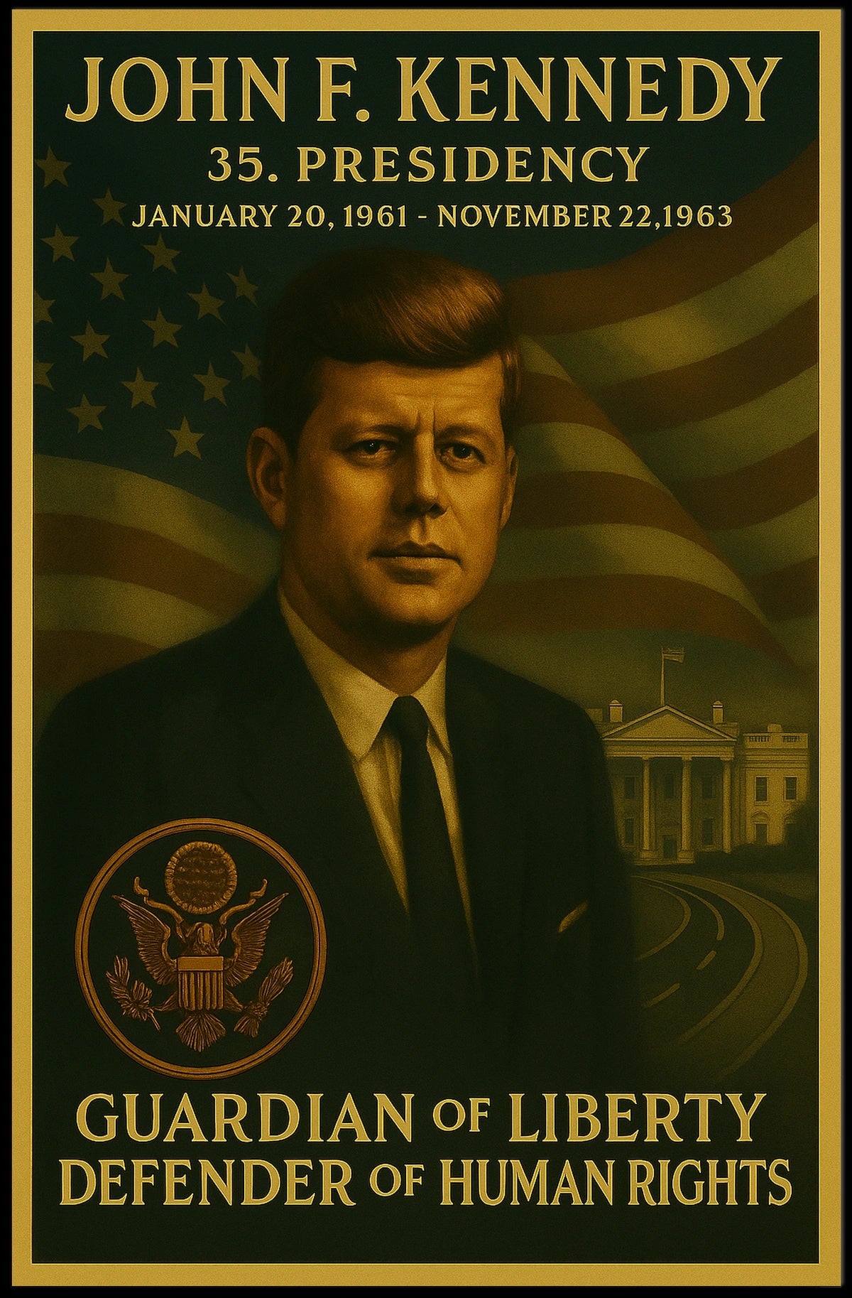 John F. Kennedy Presidential Tribute Historical Poster