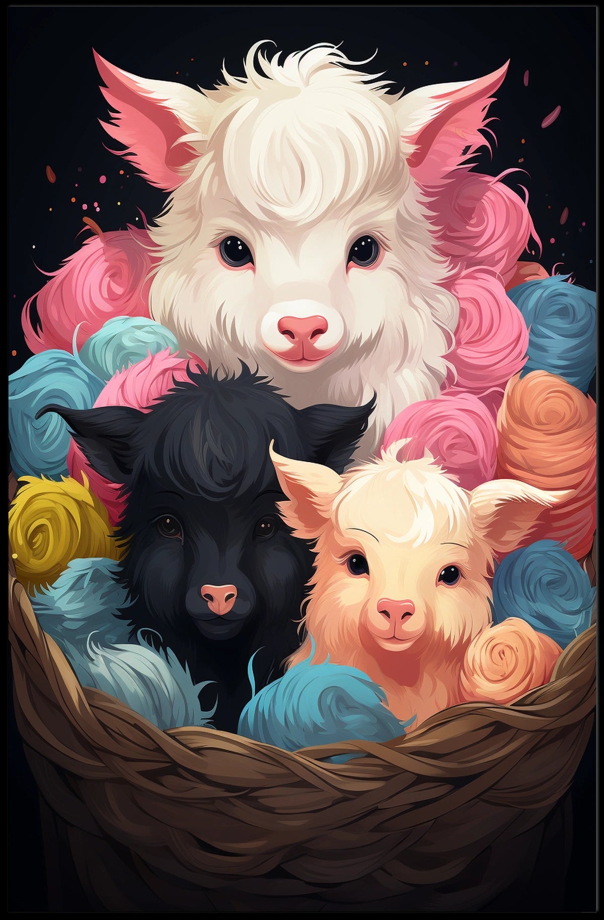 Basket Of Fluffy Friends Poster