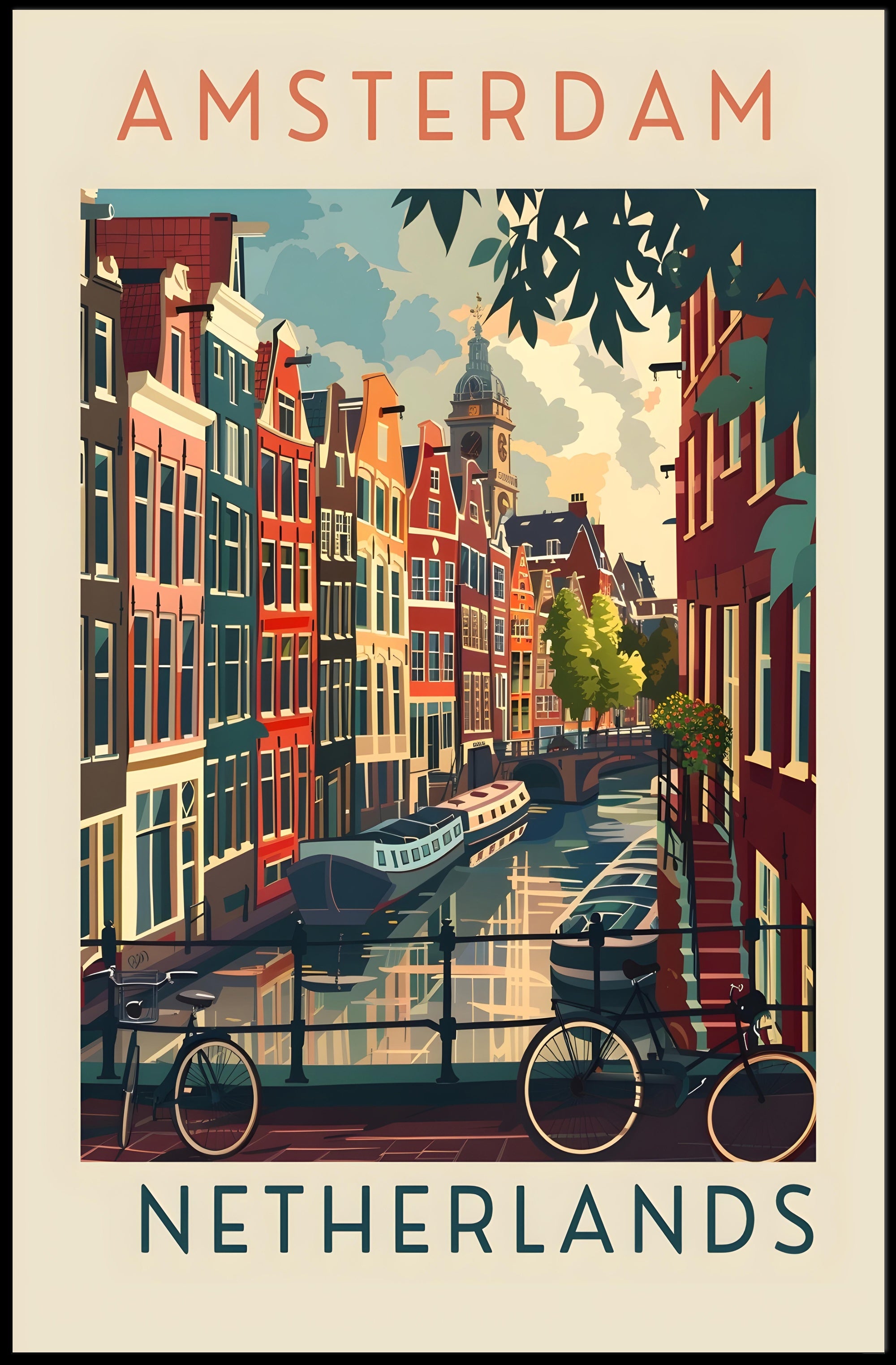 Amsterdam Canal Scene Poster