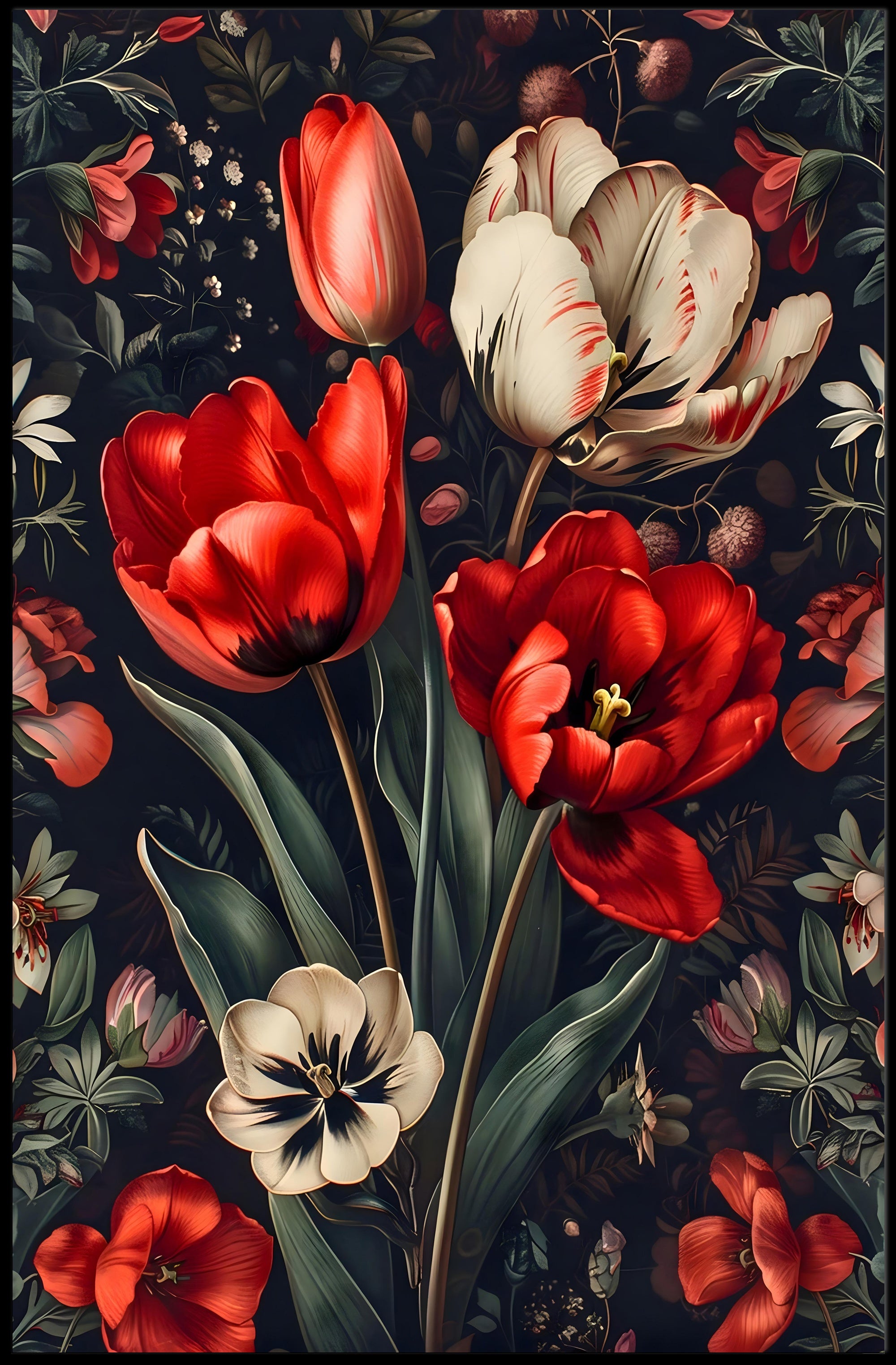Botanical Elegance: Artistic Tulip Bouquet Poster