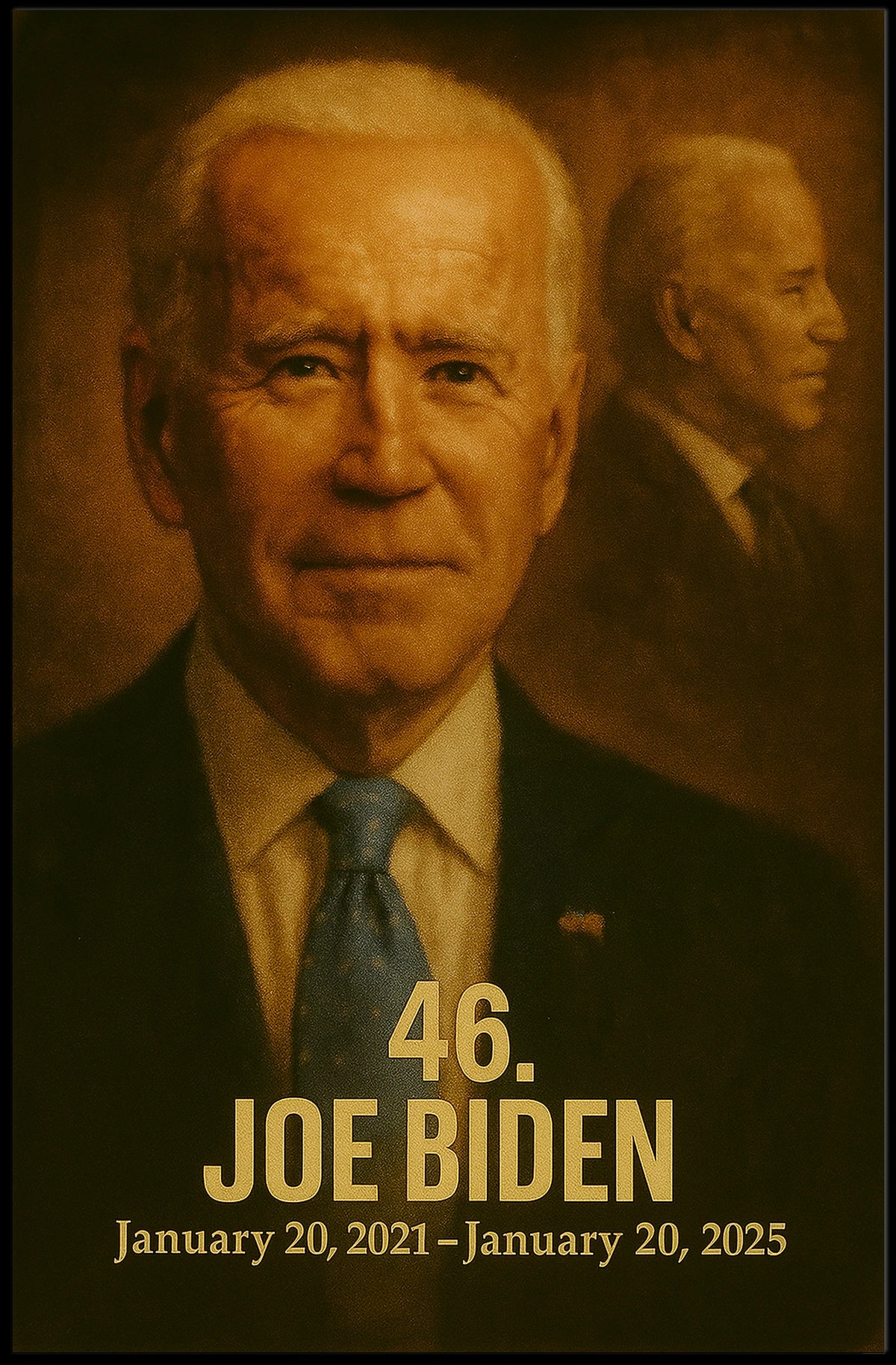 Joe Biden 46th President Poster Vintage Analog Film Aesthetic Presidential Portrait Wall Art Print