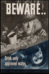 Beware Drink Only Approved Water WWII Poster PosterGoat