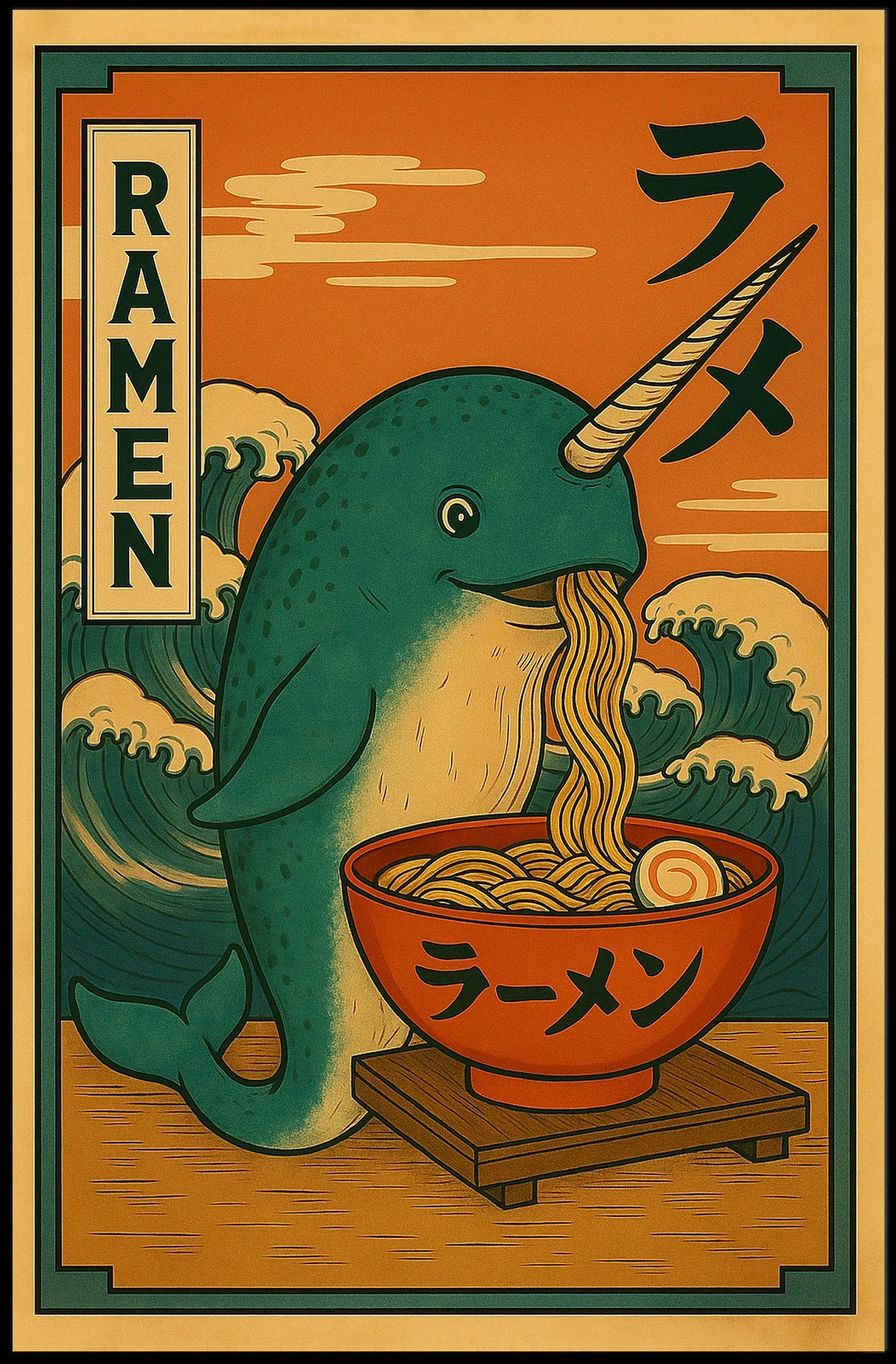Narwhal Ramen Delight Poster