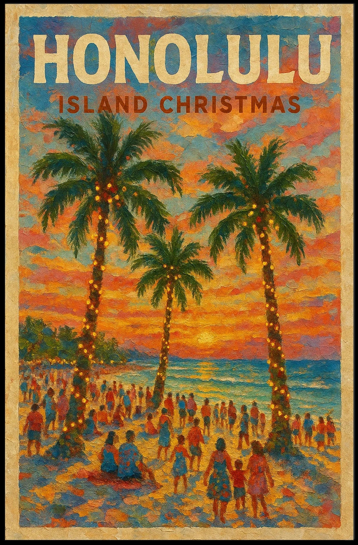 Honolulu Island Christmas Poster