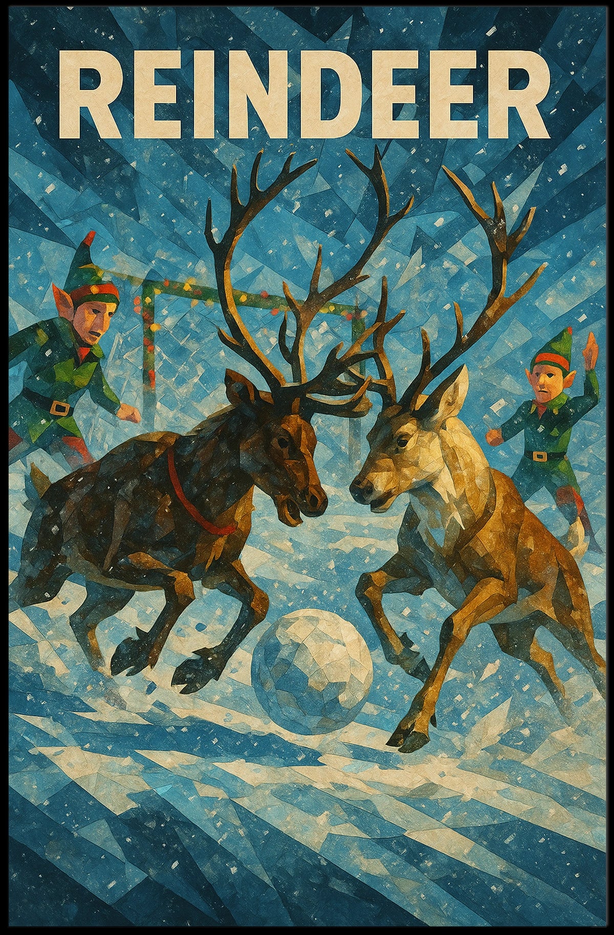 Whimsical Reindeer Winter Wonderland Holiday Poster