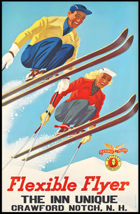 Flexible Flyer Skiing Poster PosterGoat