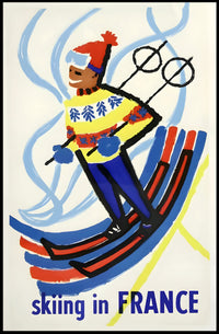 Skiing Adventure Art: Vibrant Ski Motion Travel Poster PosterGoat