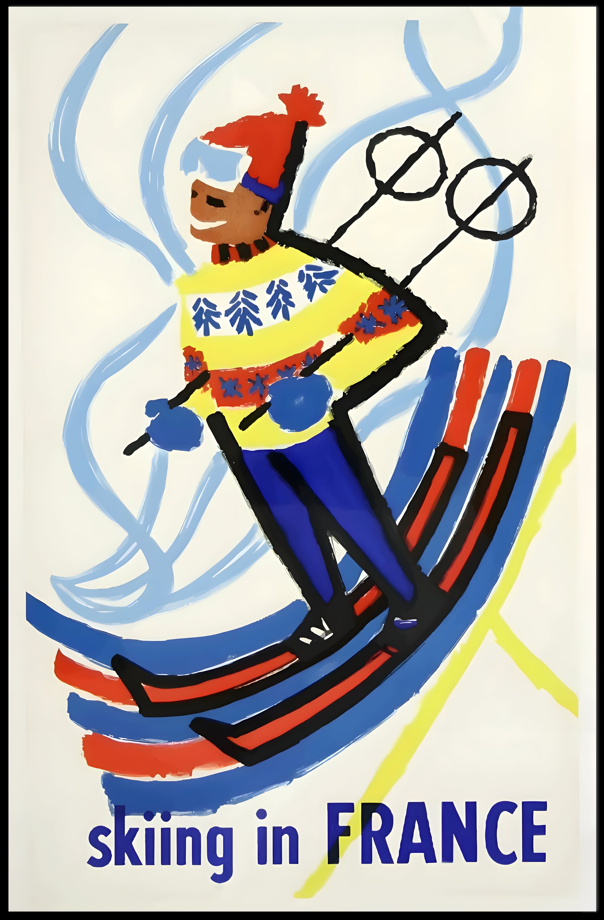 Skiing Adventure Art: Vibrant Ski Motion Travel Poster PosterGoat
