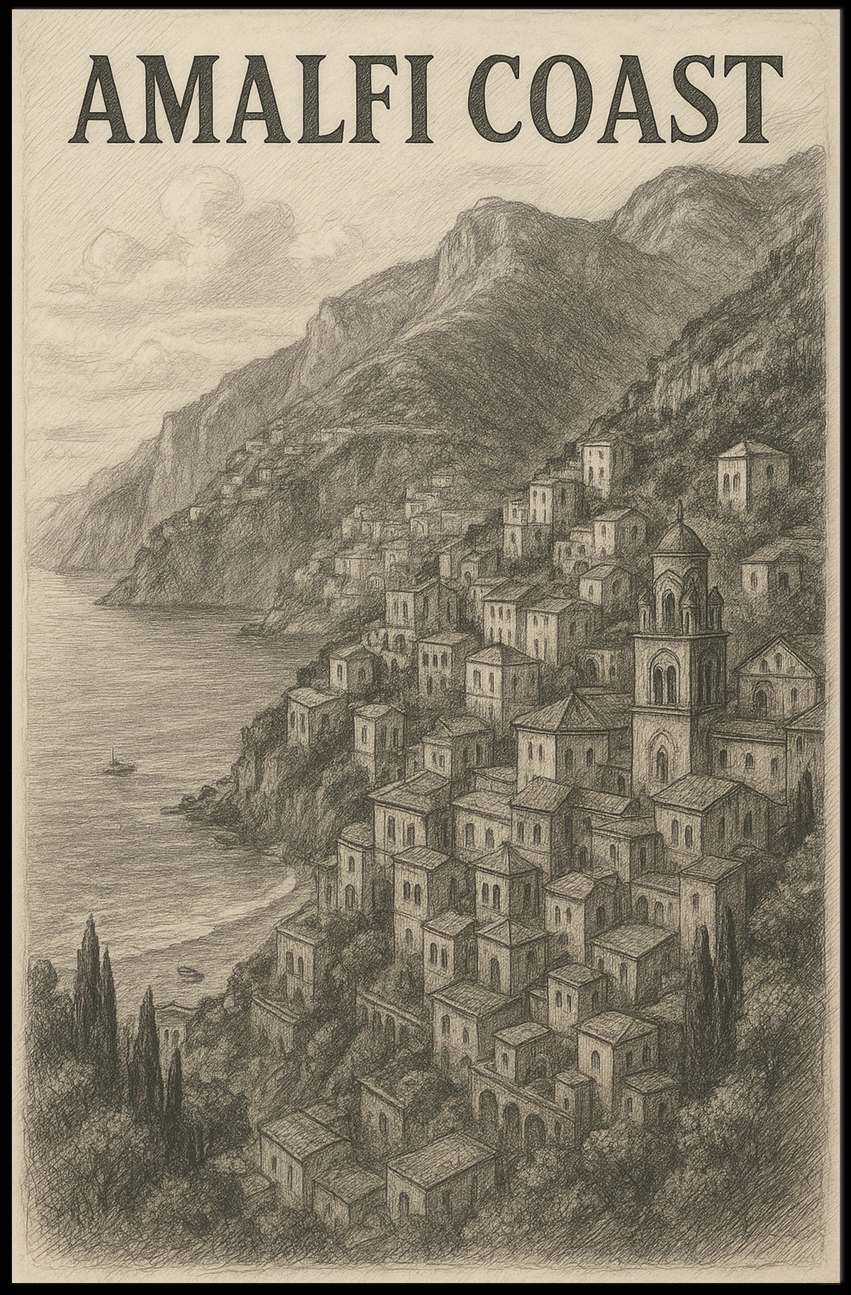 Amalfi Coast Poster Wall Art Print Travel Decor Room