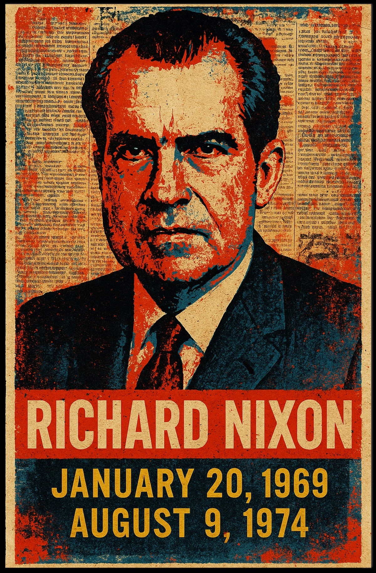 Richard Nixon 37th President of the United States Street Art Mashup Poster