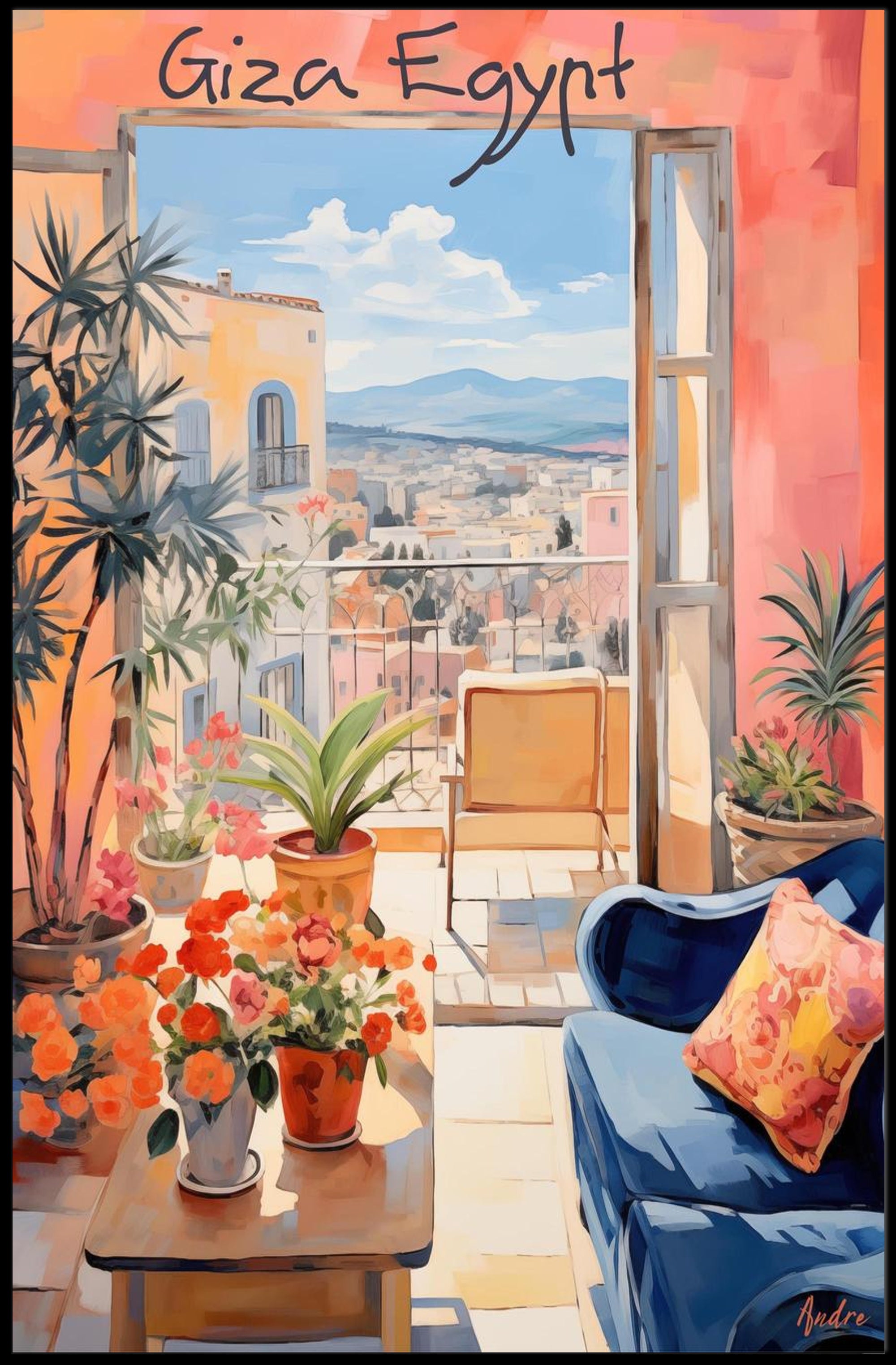 Serene Balcony in Giza Poster