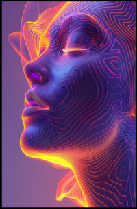 Futuristic Neon Abstract Art Print - Futuristic Sci-Fi Poster PosterGoat