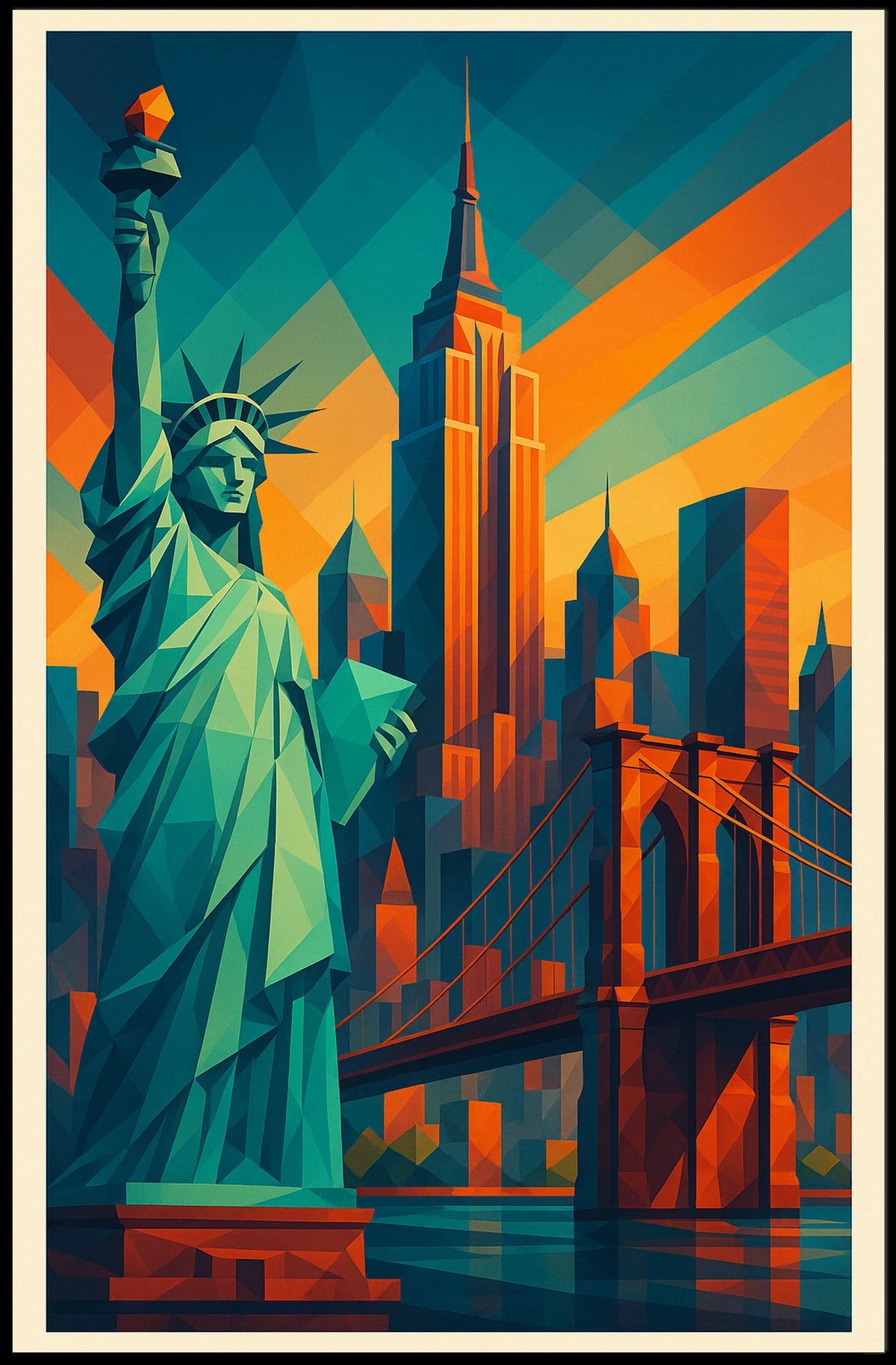New York City Geometric Skyline Poster Modern Wall Art