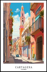 Cartagena Street Scene Poster PosterGoat