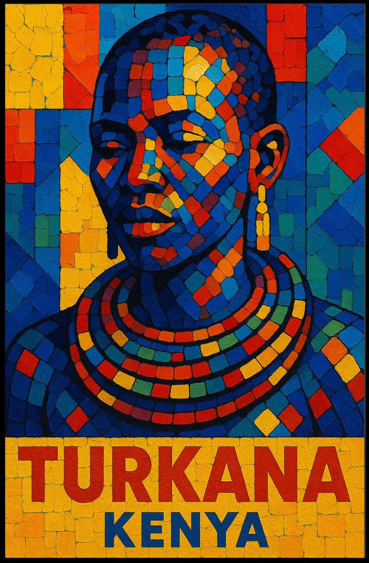 Turkana Kenya Vibrant Mosaic Art Poster