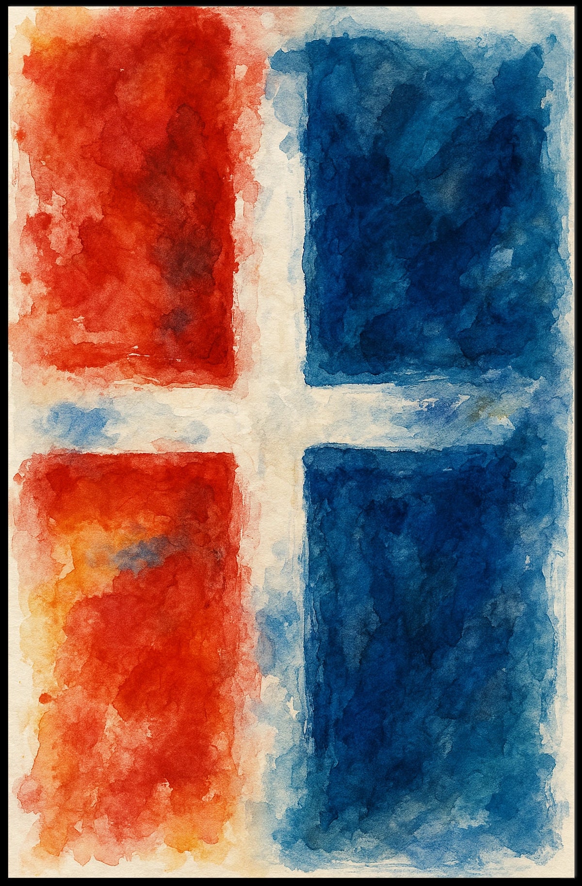 Abstract Red And Blue Composition Poster