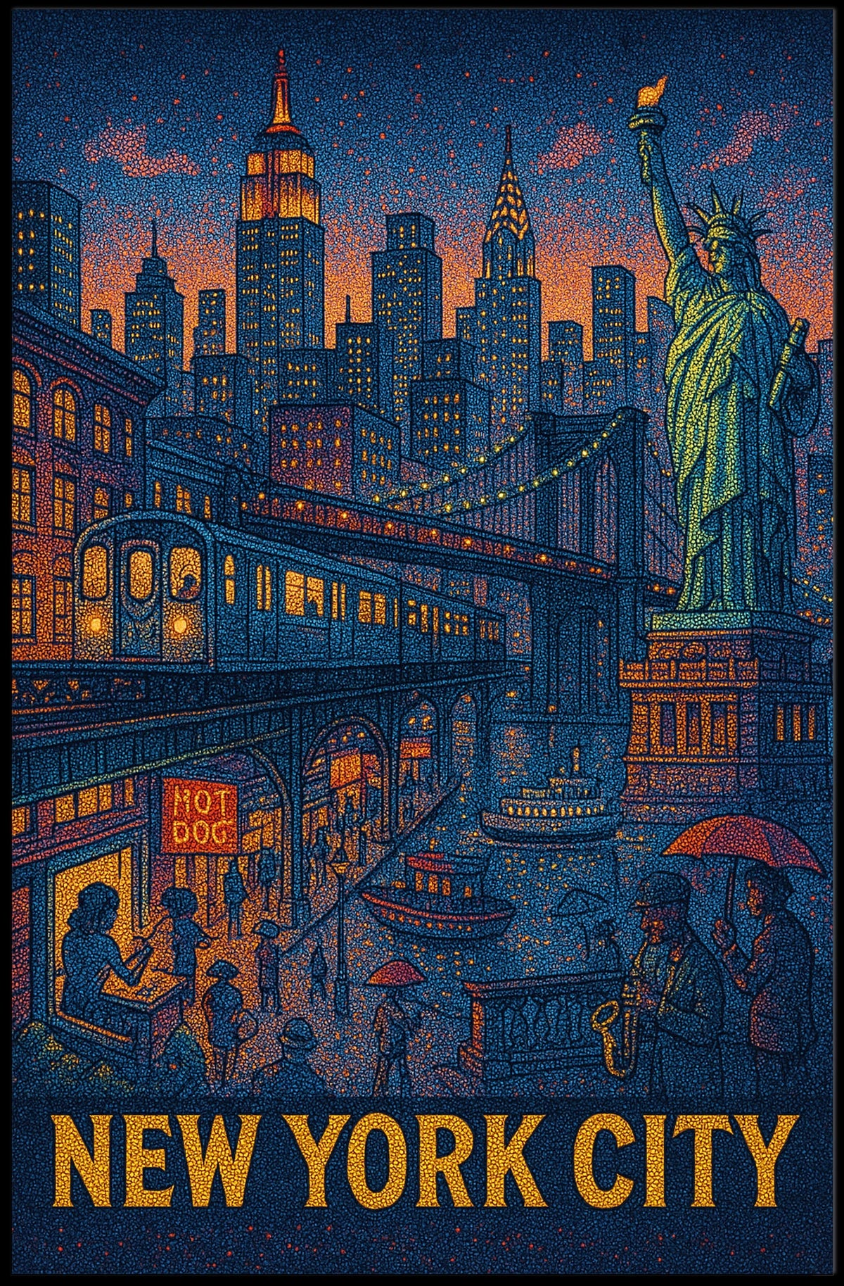 New York City Nightscape Poster
