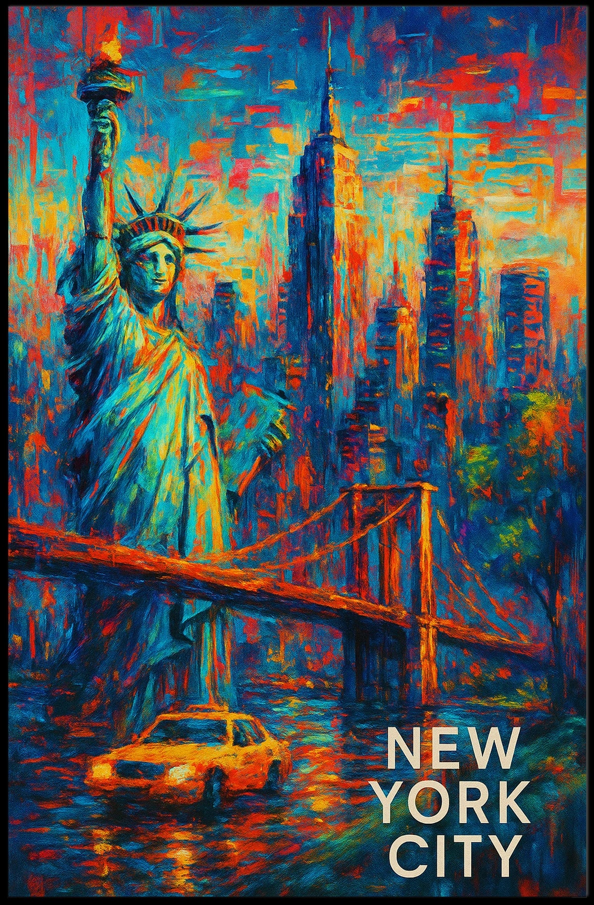 Iconic New York City Landmarks Poster Abstract Wall Art