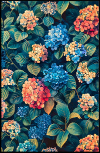 Vibrant Hydrangea Blossom: Ultra-Realistic Artistic Poster