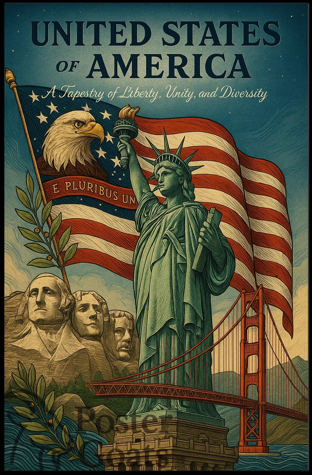 American Icons Vintage Art Poster - Cultural or Heritage Poster