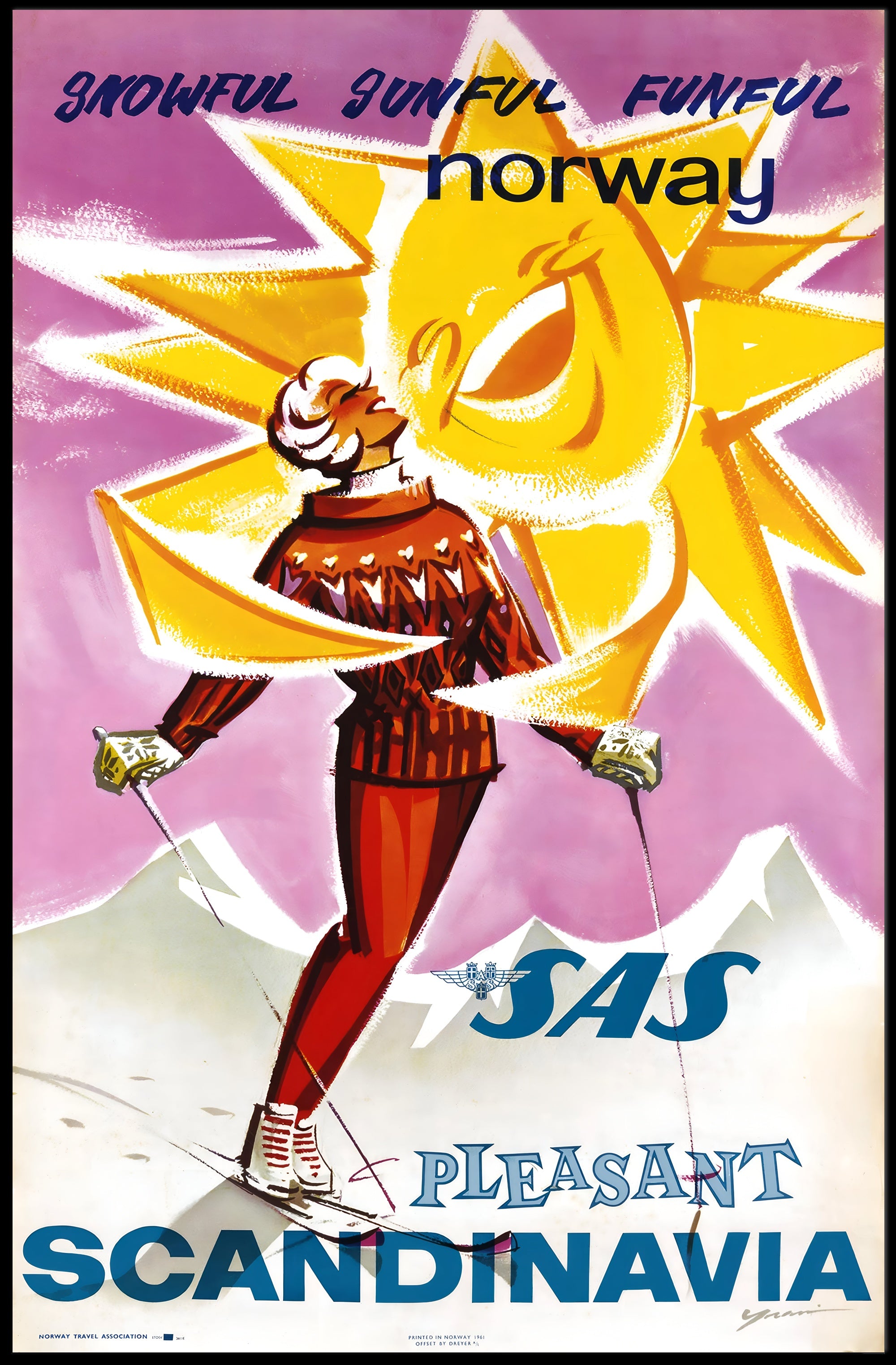 Snowful, Sunful, Funful Norway Poster PosterGoat