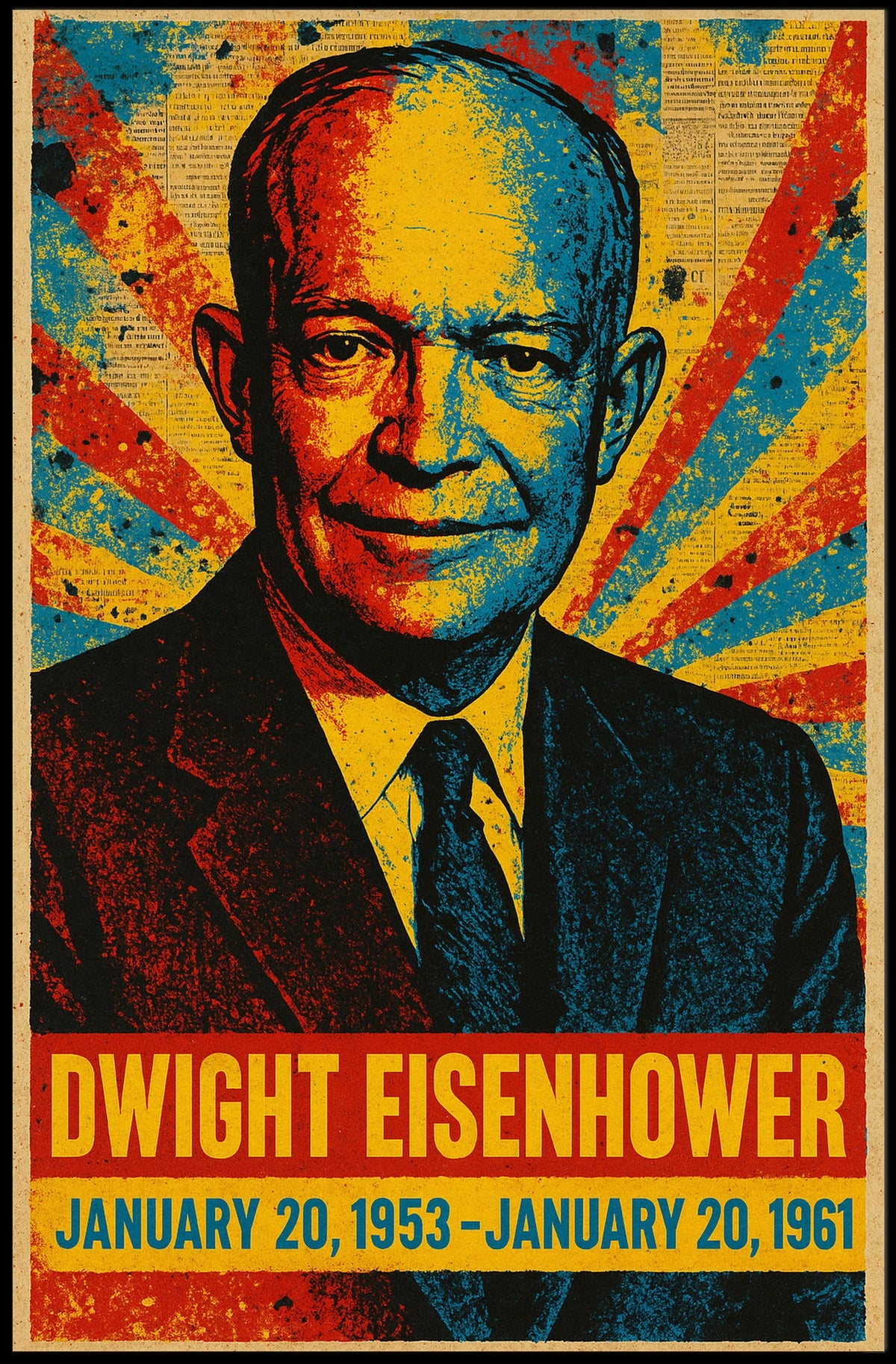 Dwight D. Eisenhower 34th President of the United States Street Art Mashup Poster