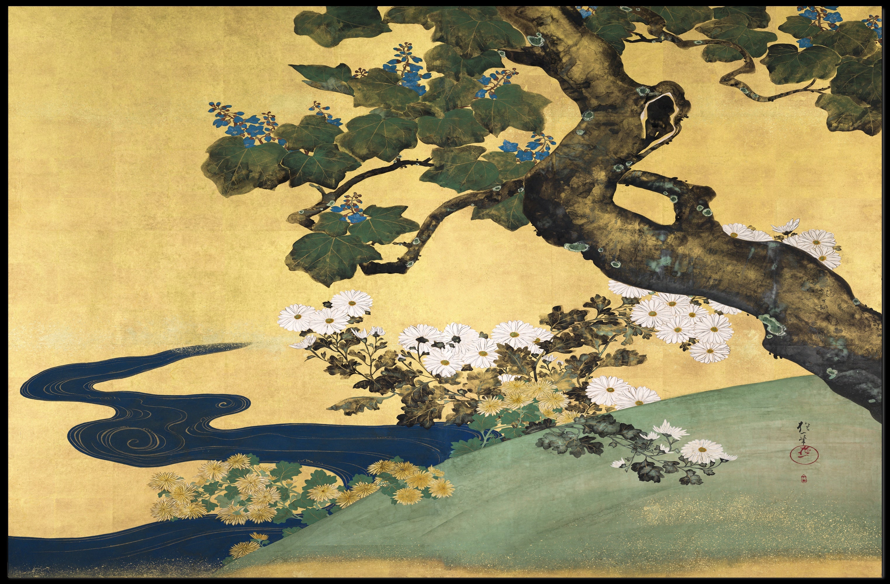 Serene Japanese Landscape Painting in Artistic Poster