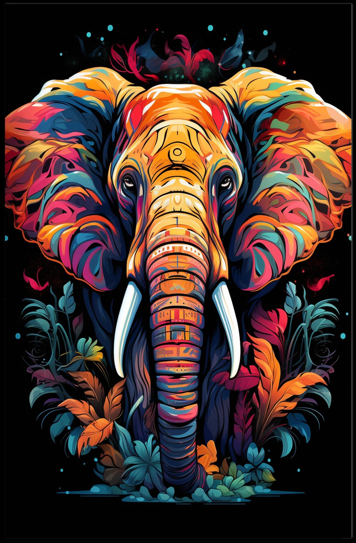 Majestic Elephant Abstract Wildlife Art Poster