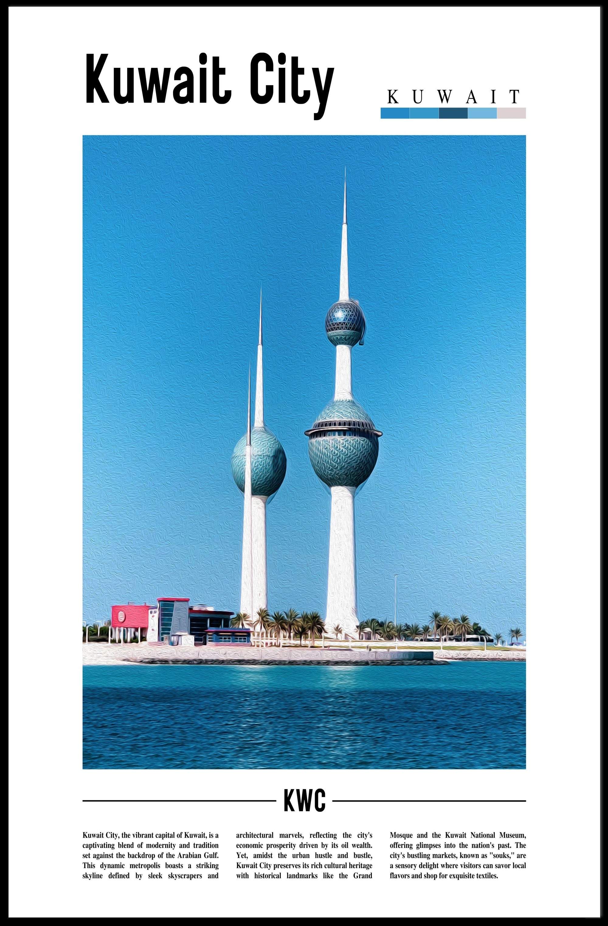 Kuwait City's Vibrant Urban Oasis Art Poster PosterGoat