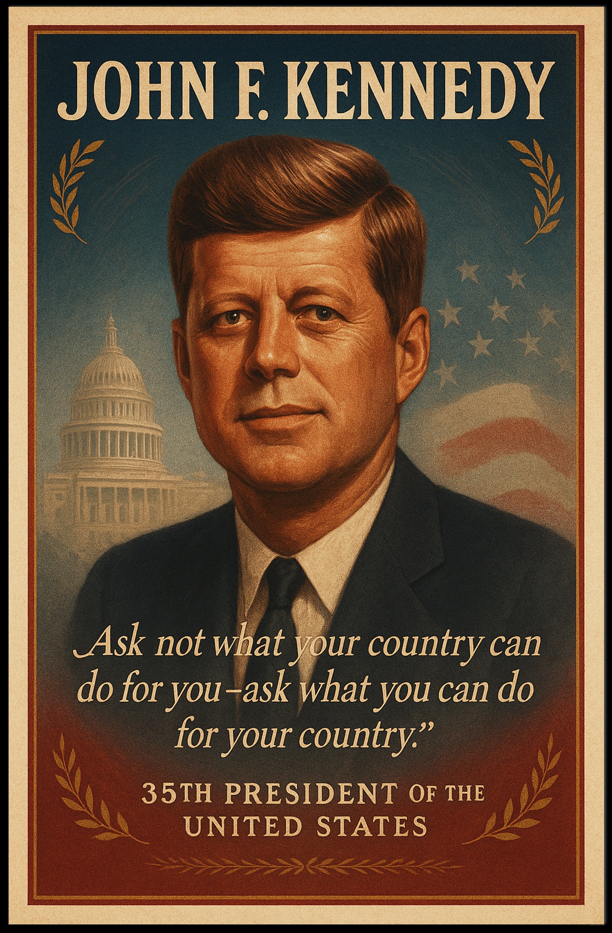 John F. Kennedy Inspirational Quote Historical or Presidential Poster