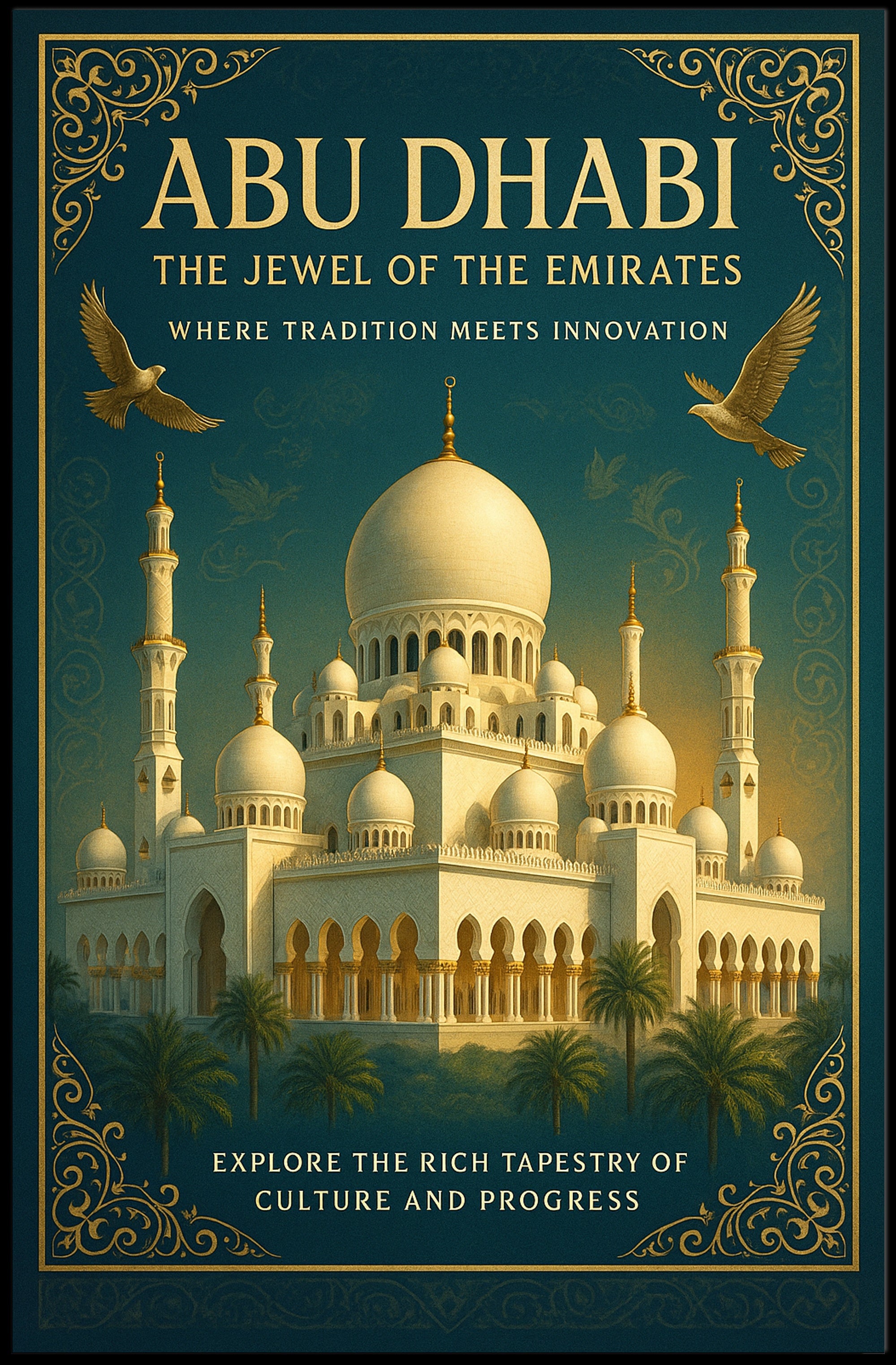 Abu Dhabi Majestic Grand Mosque Travel Poster