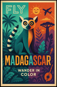 Explore Madagascar Vibrant Lemur Adventure Travel Poster PosterGoat