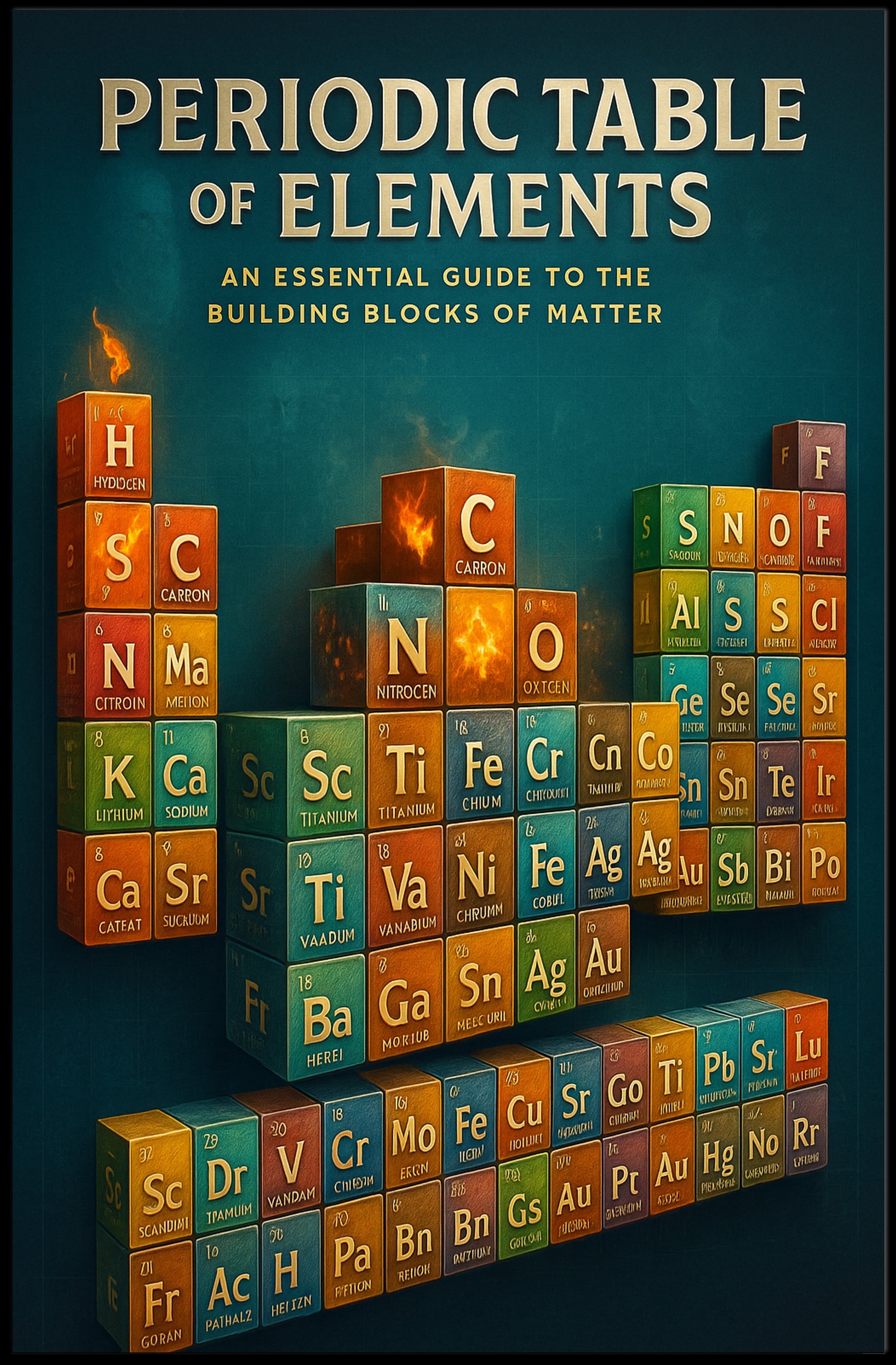 Periodic Table 3D Cubes Educational or Infographic Poster