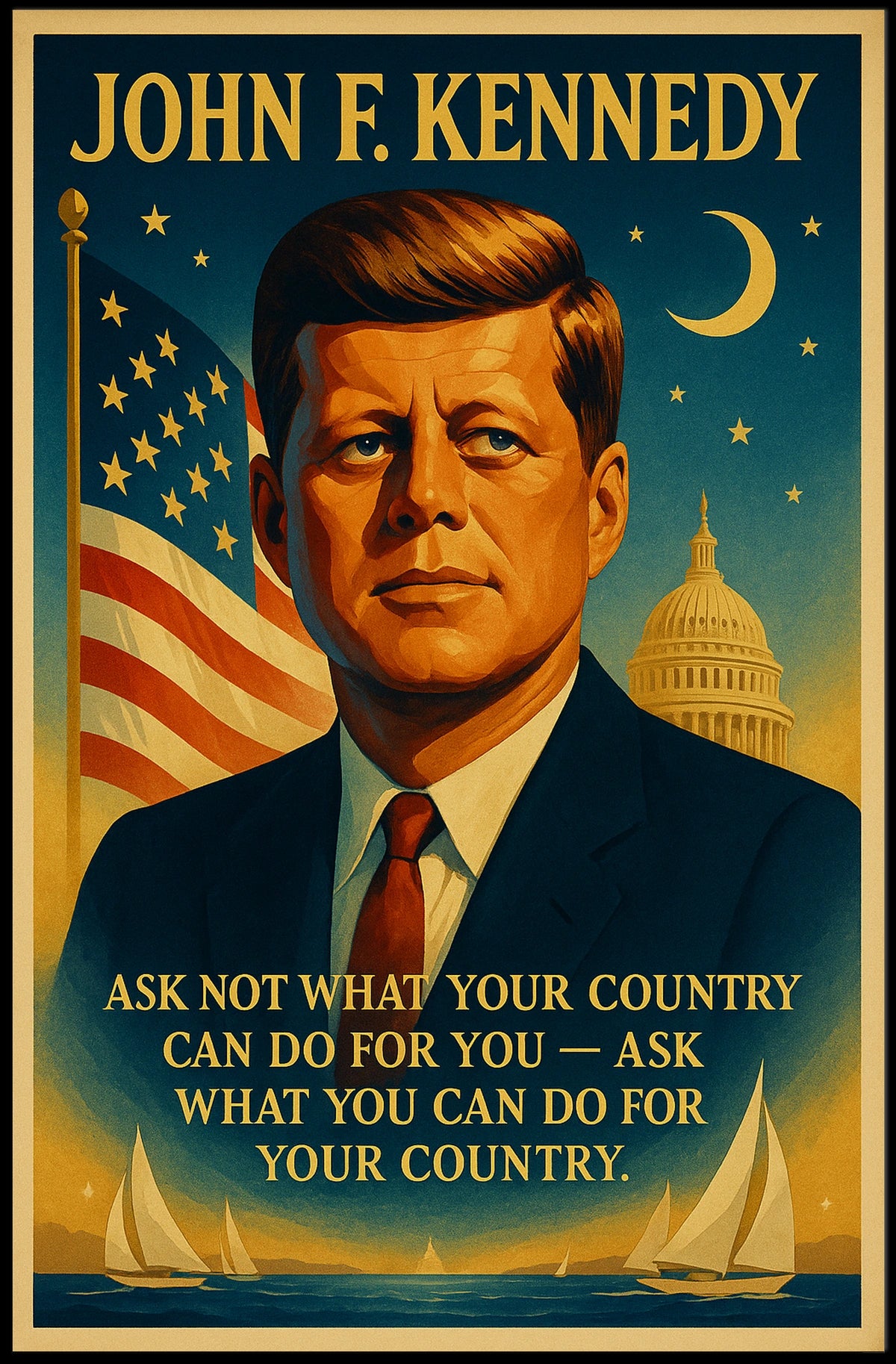 Patriotic Leadership Poster: Vintage American Inspiration Art