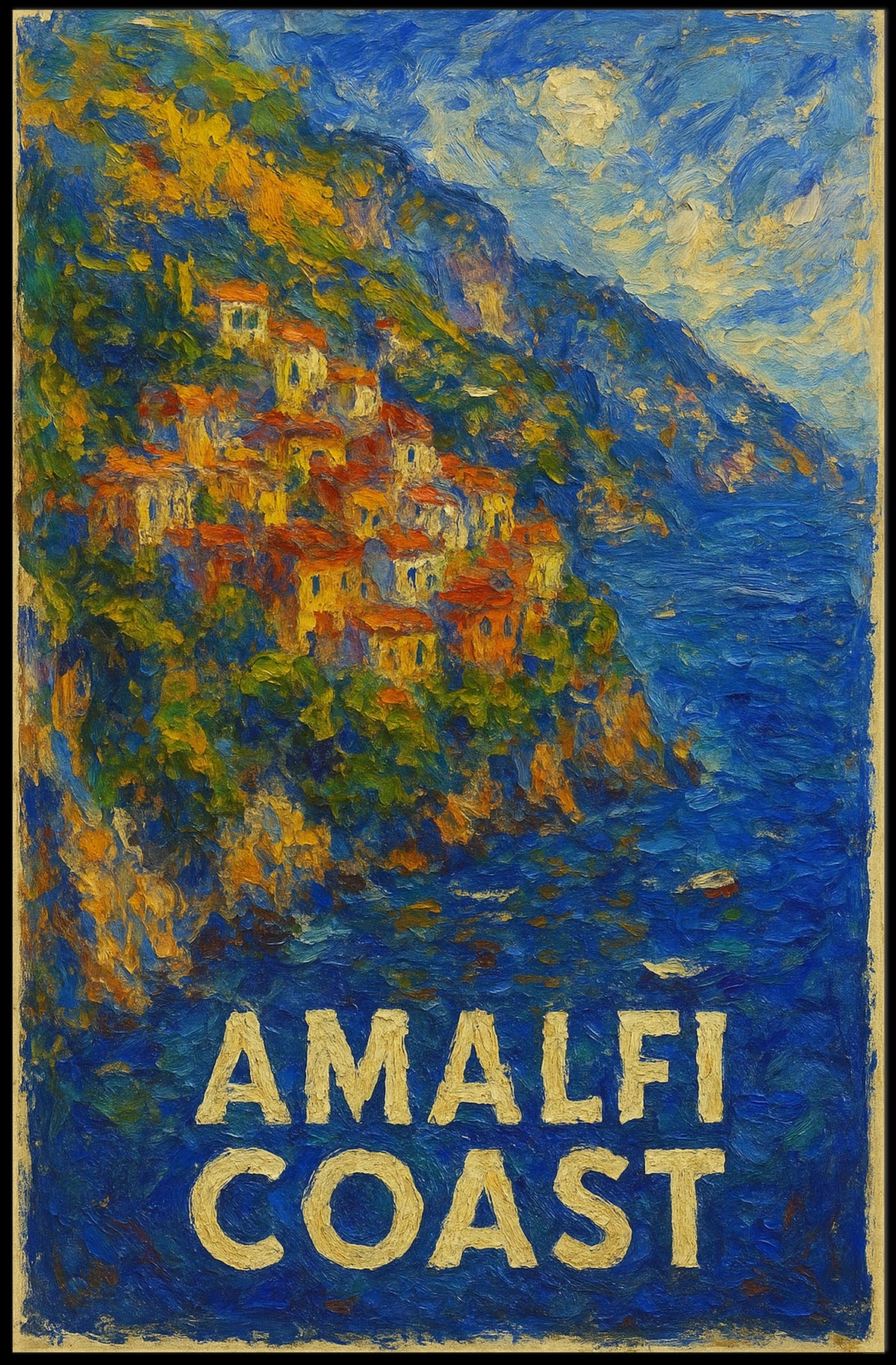 Amalfi Coast Impression Poster Wall Art 18x24 Home Decor
