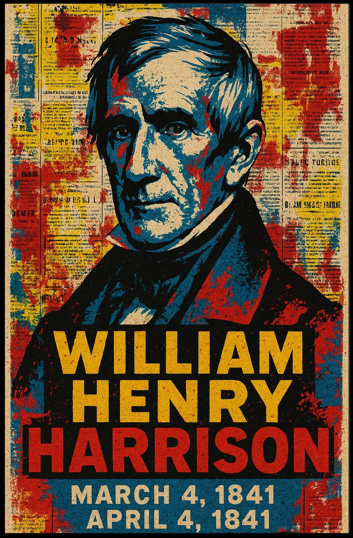 William Henry Harrison 9th President of the United States Street Art Mashup Poster