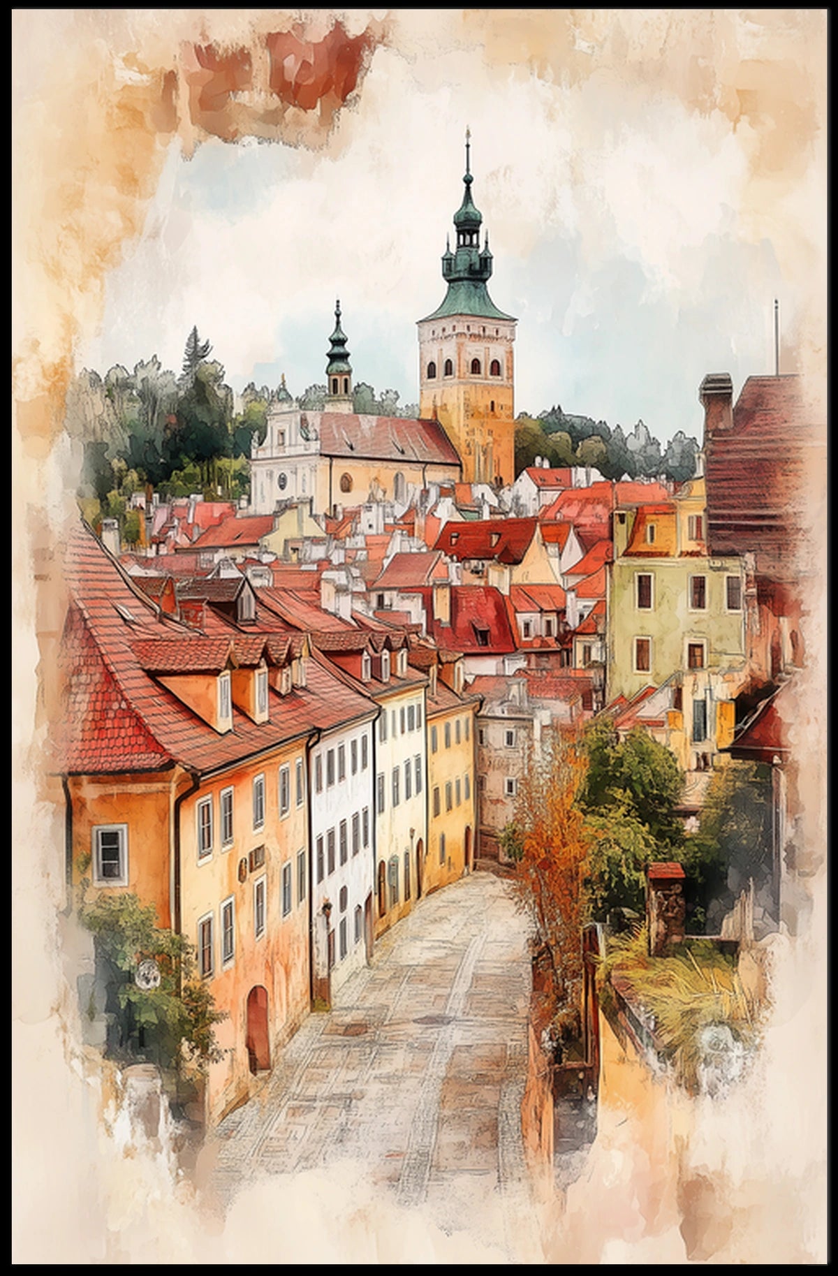 Czech Republic esk Krumlov Old Town Poster