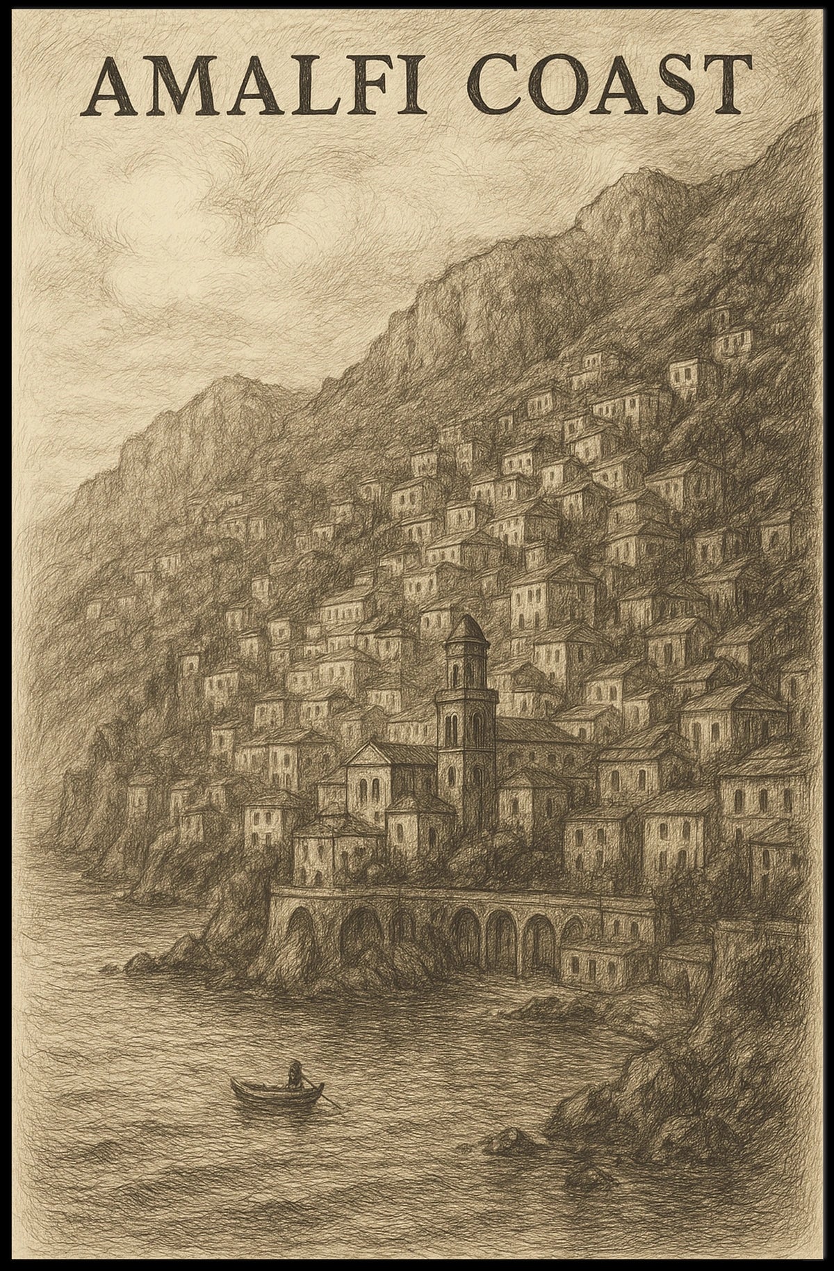 Amalfi Coast Poster Coastal View Wall Art 18x24 Museum