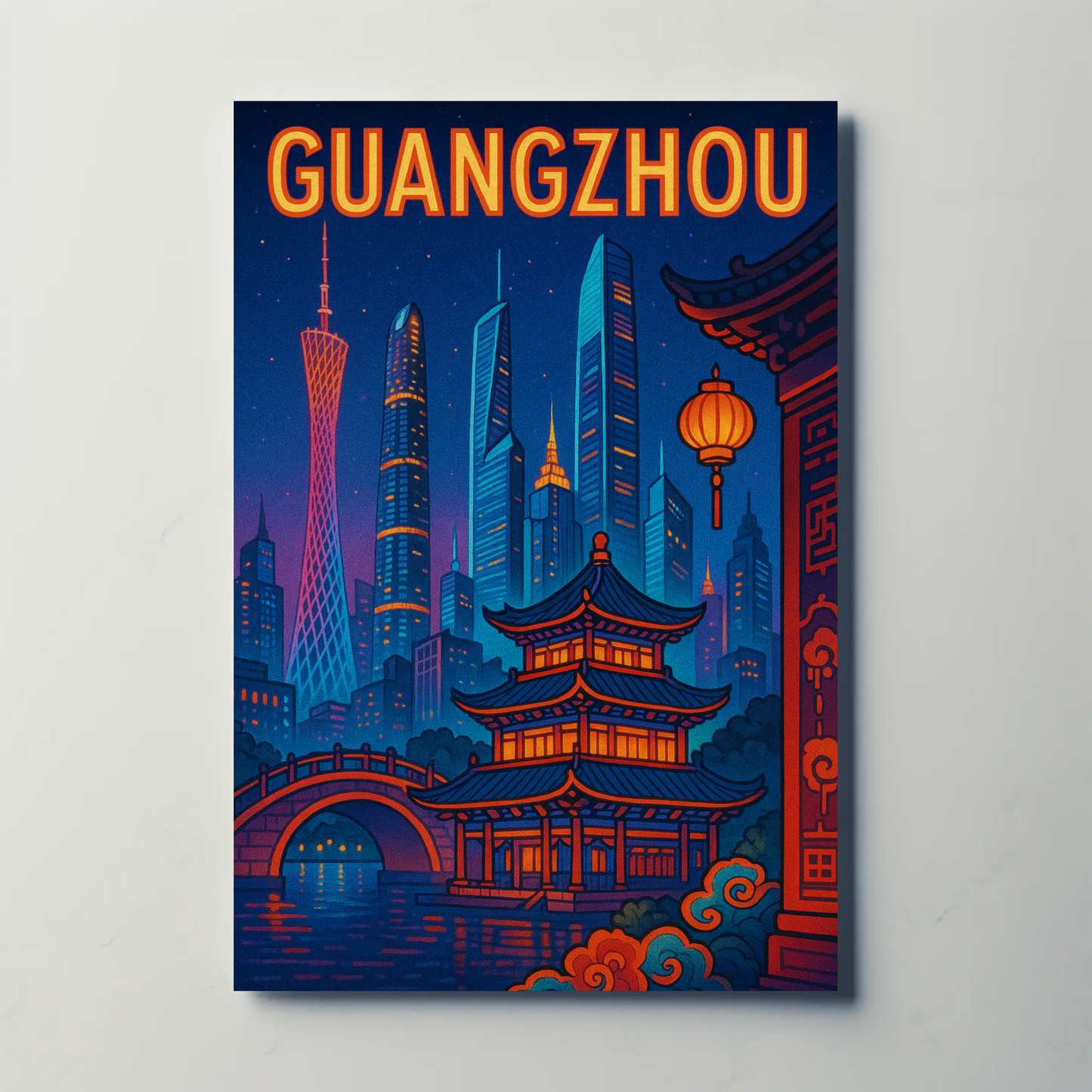 Guangzhou Night Skyline Travel Poster