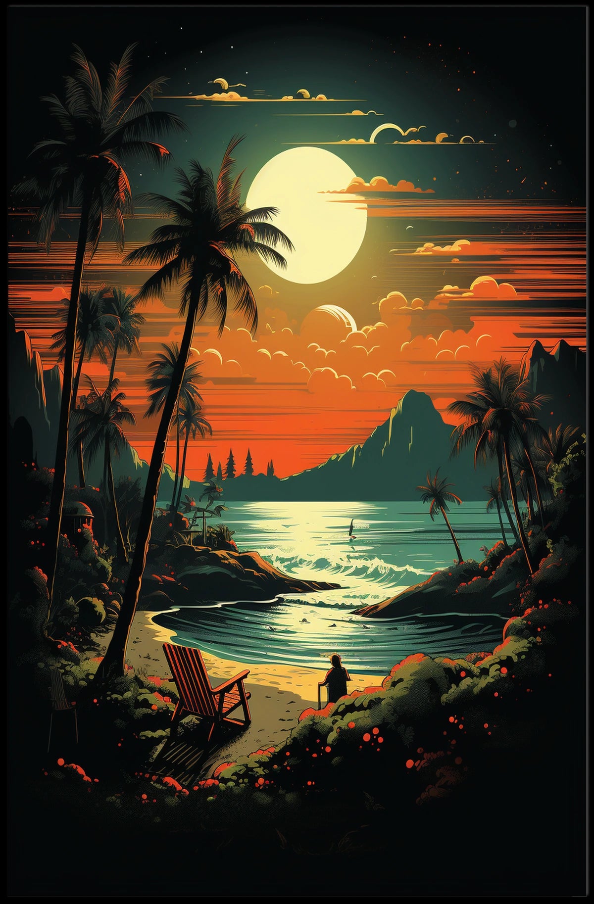 Tropical Sunset Serenity Poster