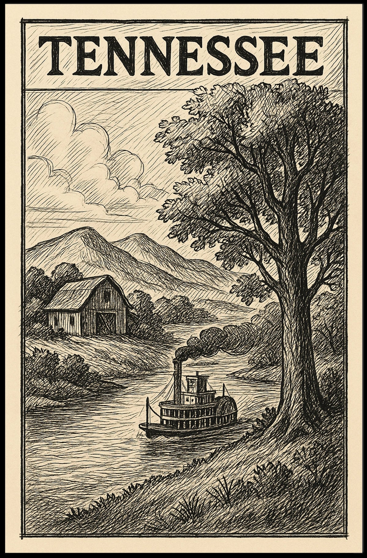 Tennessee Landscape Illustration Poster