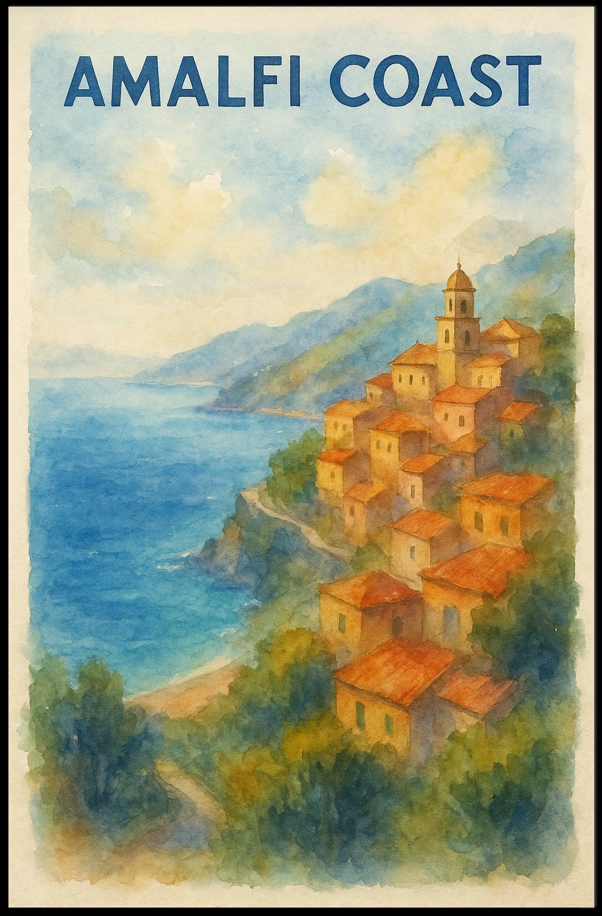 Amalfi Coast Poster Wall Art Museum Quality Print Giclee