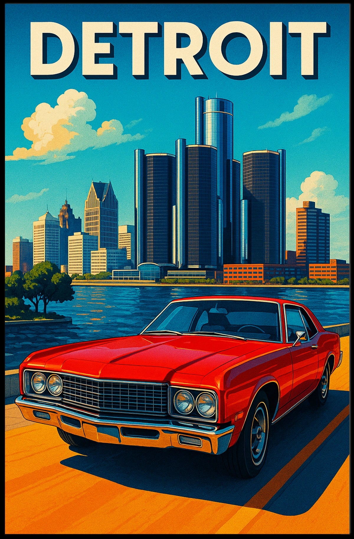 Detroit Cityscape Poster