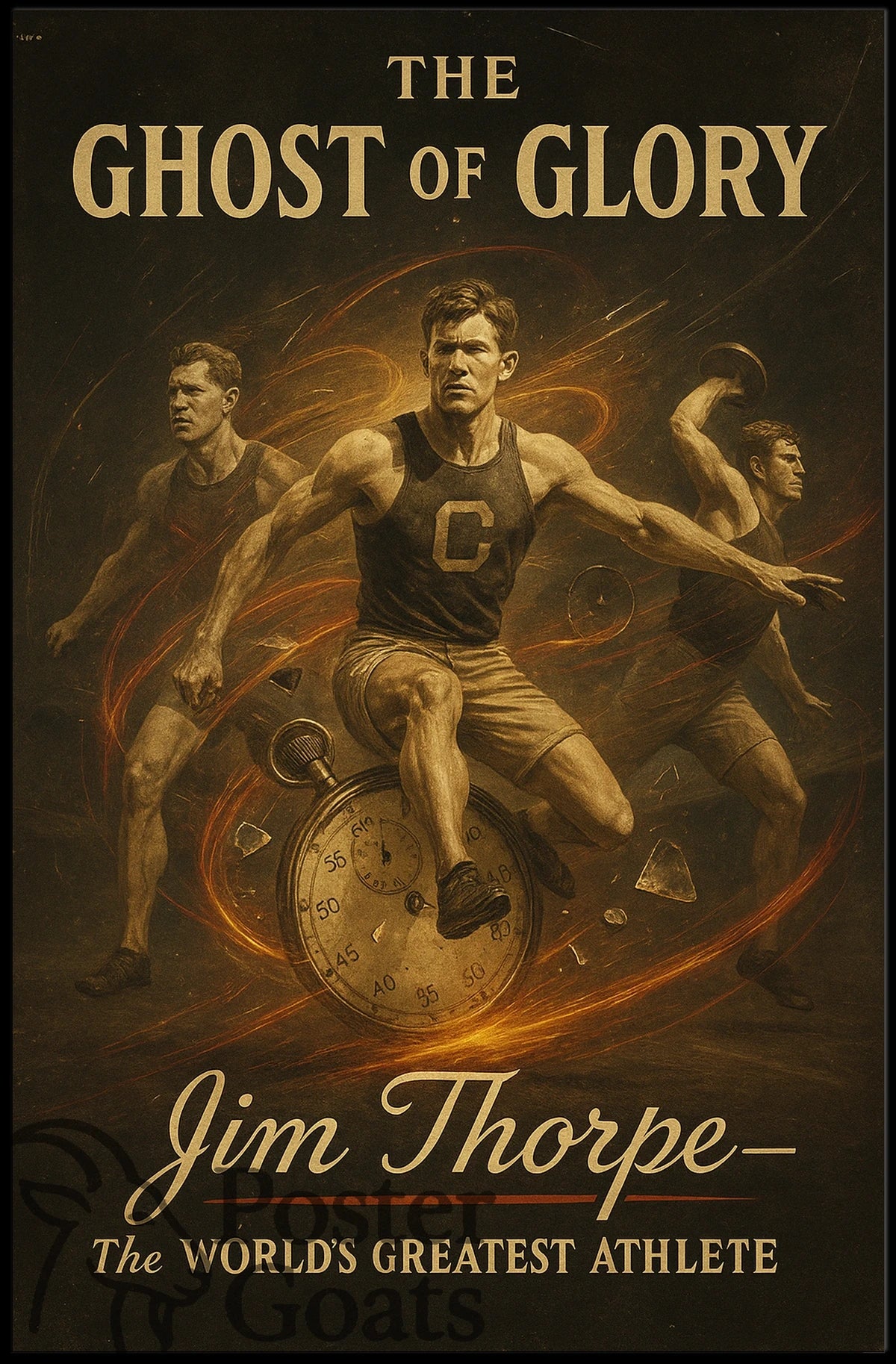Vintage Athlete Heroics Commemorative Sports Poster