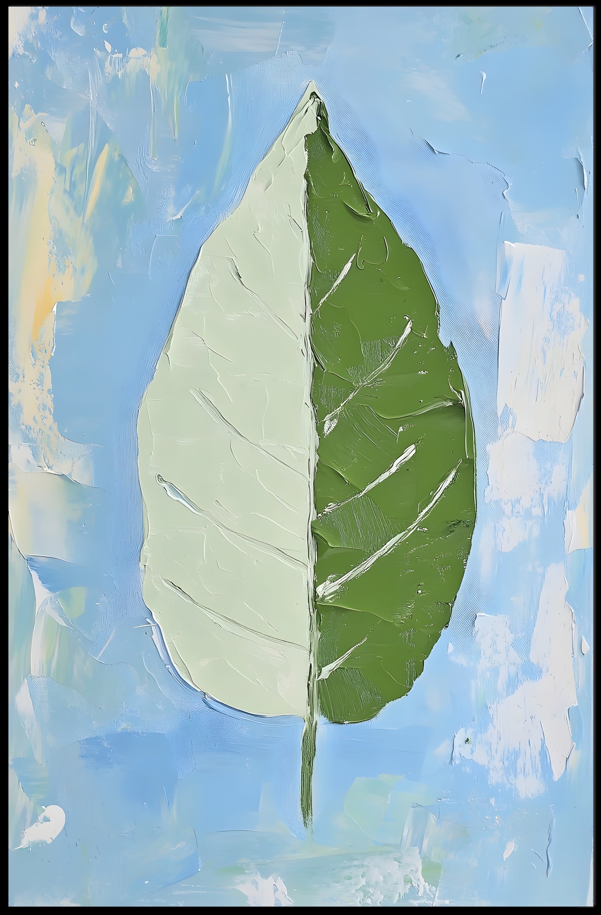 Dual Nature Leaf Modern Abstract Poster Print