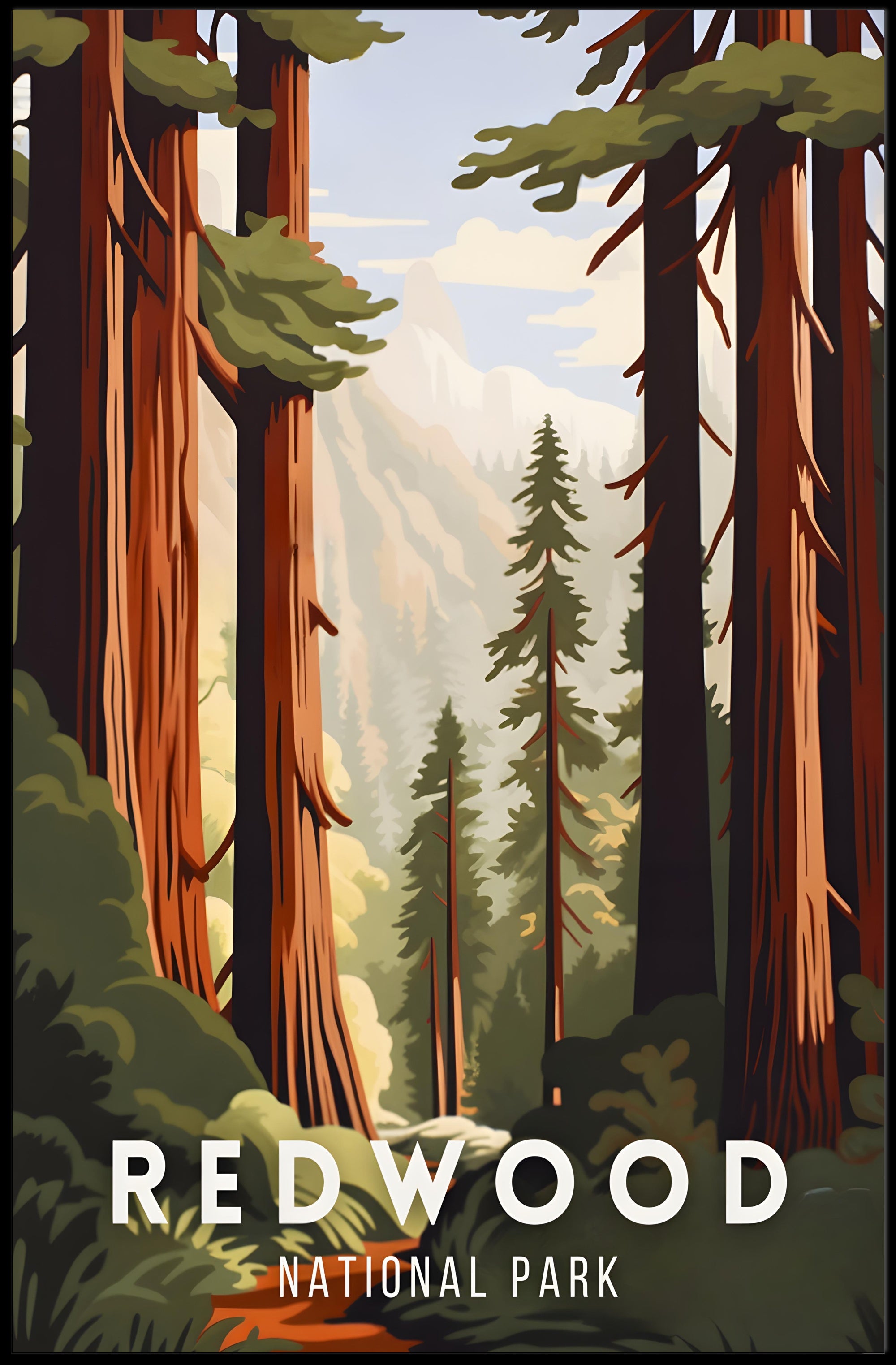 Redwood National Park Poster Scenic Wall Art Print