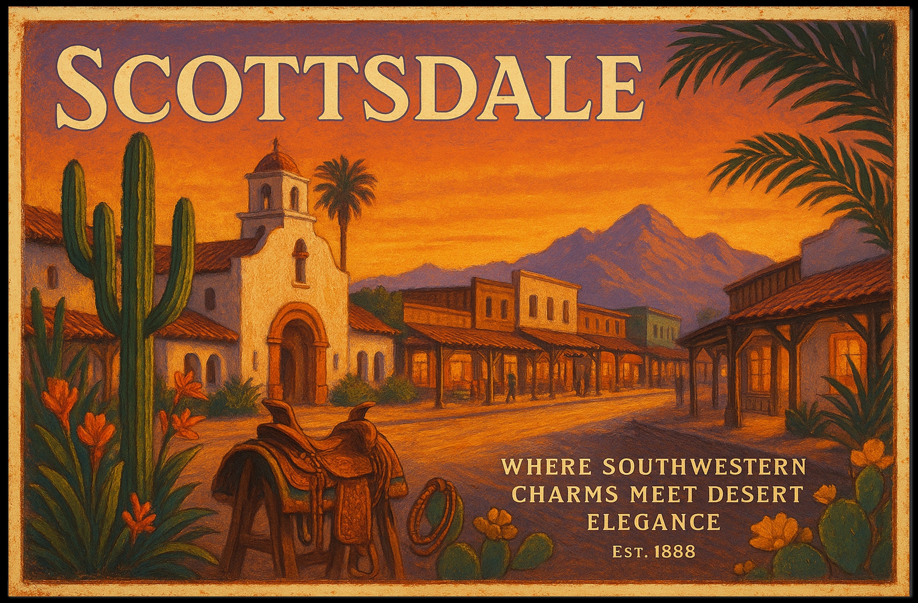 Southwestern Charm Scottsdale Travel Poster